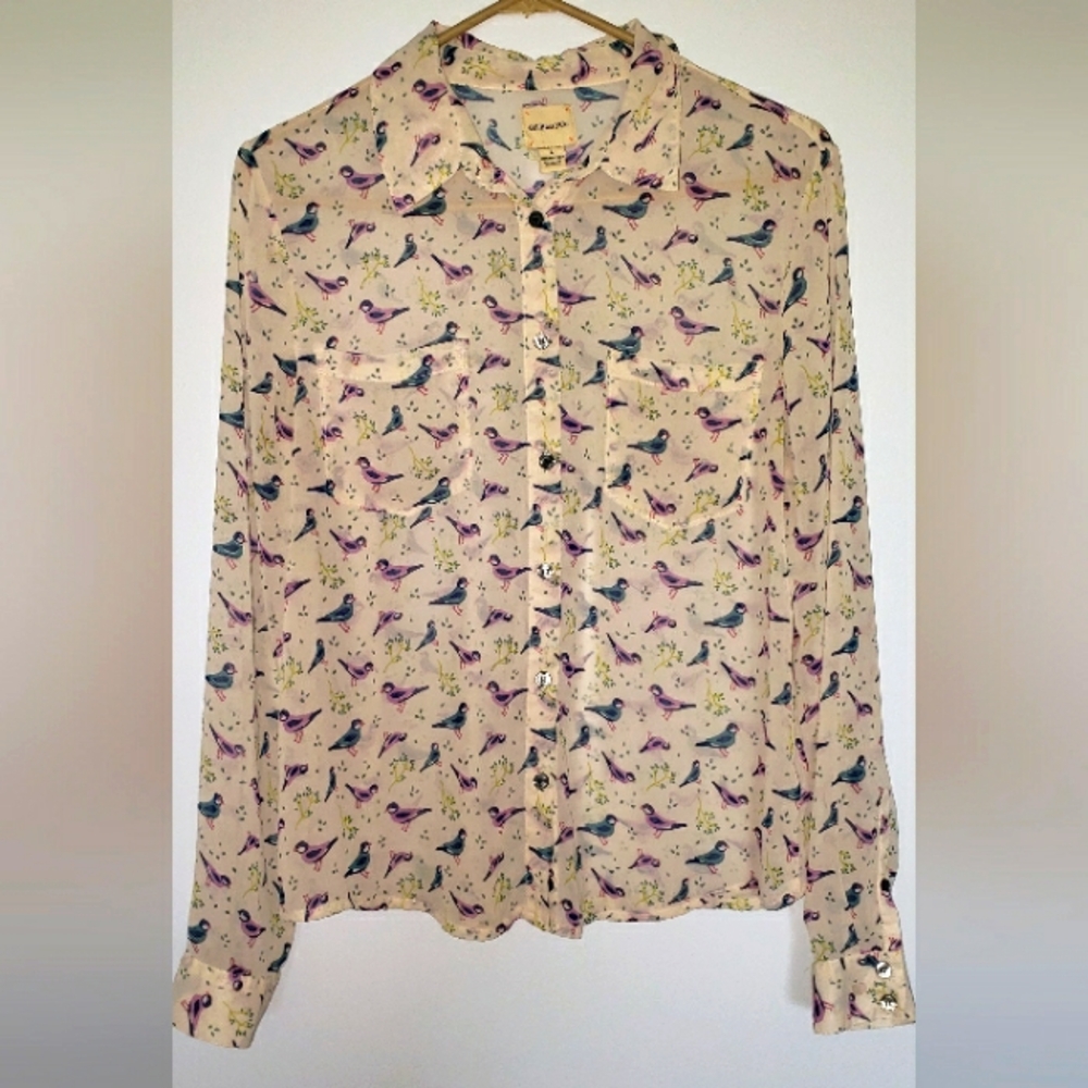 G. H. Bass & Co. | Bird Print Sheer Blouse